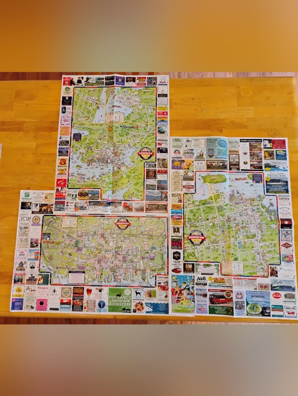 Retro Maine Map Lot • Bar Harbor - Portland - Boothbay Harbor • Set of 3